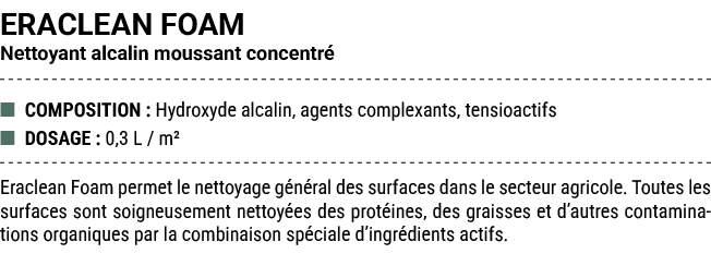 ERACLEAN FOAM Nettoyant alcalin moussant concentr ■ COMPOSITION : Hydroxyde alcalin, agents complexants, tensioactif...
