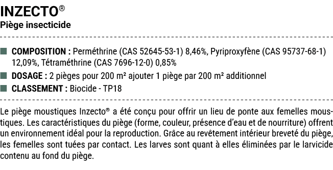 INZECTO® Pi ge insecticide ■ COMPOSITION : Perm thrine (CAS 52645 53 1) 8,46%, Pyriproxyf ne (CAS 95737 68 1) 12,09%,...