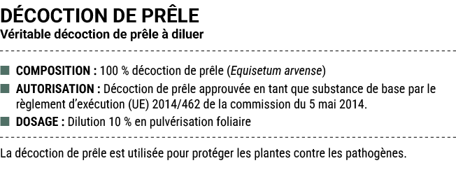 D COCTION DE PR LE V ritable d coction de pr le  diluer ■ COMPOSITION : 100 % d coction de pr le (Equisetum arvense)...