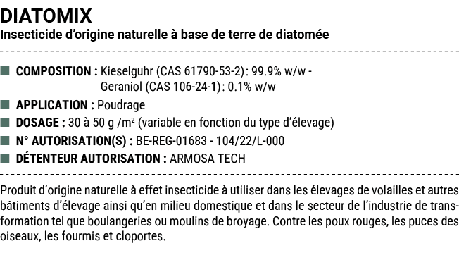 DIATOMIX Insecticide d’origine naturelle  base de terre de diatom e ■ COMPOSITION : Kieselguhr (CAS 61790 53 2): 99....
