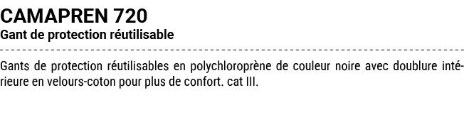 CAMAPREN 720 Gant de protection r utilisable Gants de protection r utilisables en polychloropr ne de couleur noire av...
