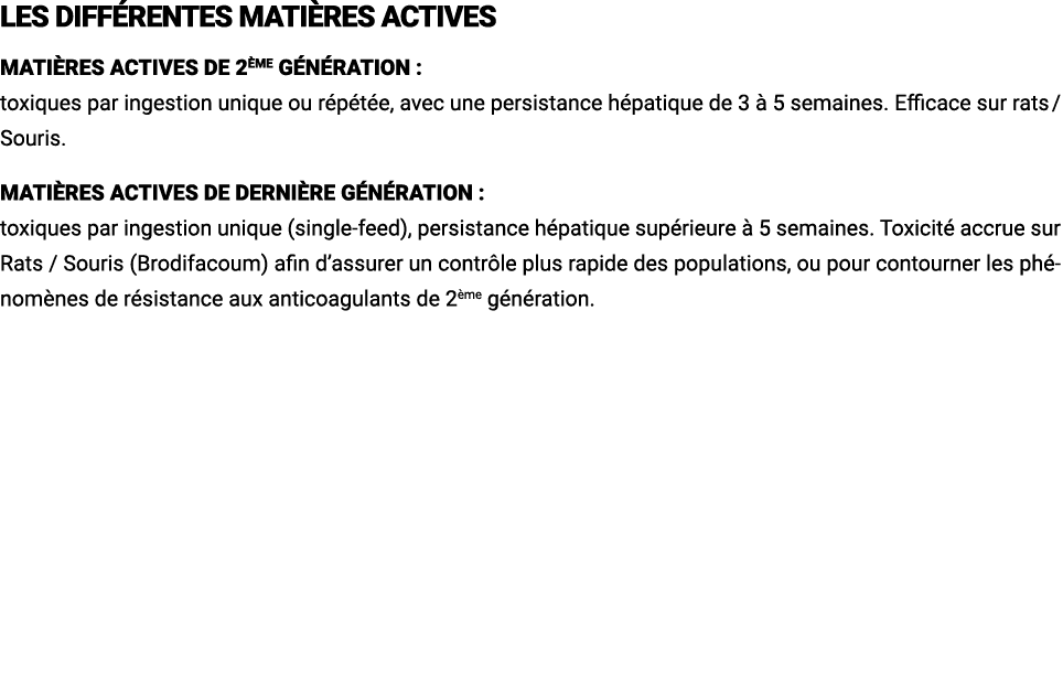 LES DIFF RENTES MATI RES ACTIVES MATI RES ACTIVES DE 2 ME G N RATION : toxiques par ingestion unique ou r p t e, avec...