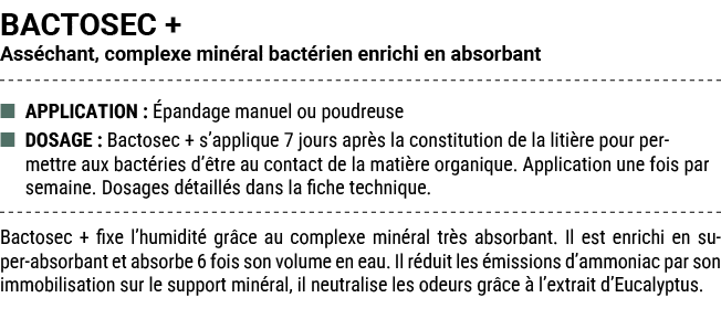 BACTOSEC + Ass chant, complexe min ral bact rien enrichi en absorbant ■ APPLICATION : pandage manuel ou poudreuse ■ ...