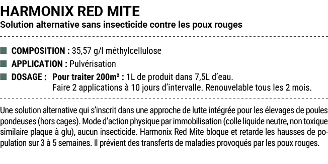 HARMONIX RED MITE Solution alternative sans insecticide contre les poux rouges ■ COMPOSITION : 35,57 g/l m thylcellul...