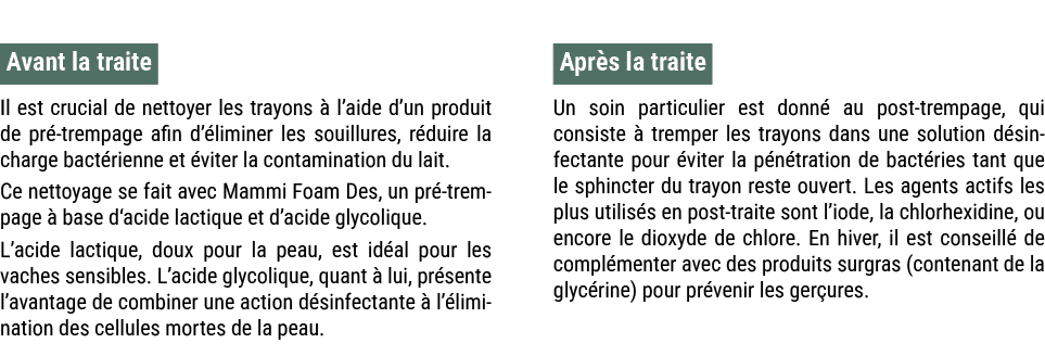 Avant la traite Il est crucial de nettoyer les trayons  l’aide d’un produit de pr  trempage afin d’ liminer les soui...