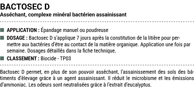 BACTOSEC D Ass chant, complexe min ral bact rien assainissant ■ APPLICATION : pandage manuel ou poudreuse ■ DOSAGE :...