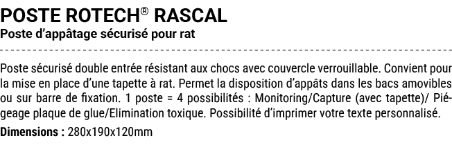 POSTE ROTECH® RASCAL Poste d’app tage s curis pour rat Poste s curis  double entr e r sistant aux chocs avec couverc...