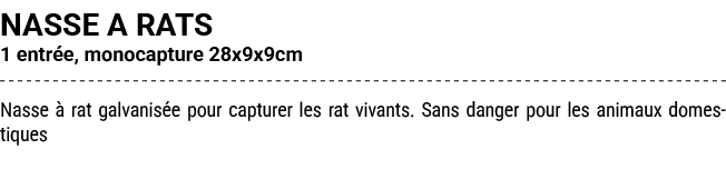 NASSE A RATS 1 entr e, monocapture 28x9x9cm Nasse  rat galvanis e pour capturer les rat vivants. Sans danger pour le...