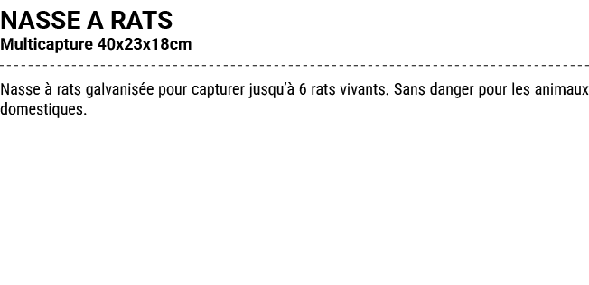 NASSE A RATS Multicapture 40x23x18cm Nasse  rats galvanis e pour capturer jusqu’  6 rats vivants. Sans danger pour l...