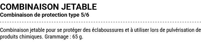 COMBINAISON JETABLE Combinaison de protection type 5/6 Combinaison jetable pour se prot ger des claboussures et   ut...