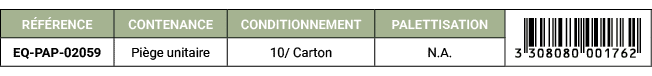 R F RENCE,CONTENANCE,CONDITIONNEMENT,PALETTISATION,￼,EQ PAP 02059,Pi ge unitaire,10/ Carton,N.A. 