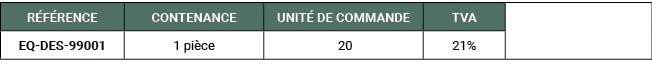 R F RENCE,CONTENANCE,UNIT DE COMMANDE,TVA,,EQ DES 99001,1 pi ce, 20,21%