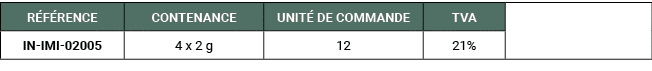 R F RENCE,CONTENANCE,UNIT DE COMMANDE,TVA,,IN IMI 02005,4 x 2 g,12,21%
