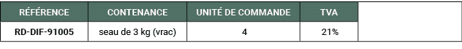 R F RENCE,CONTENANCE,UNIT DE COMMANDE,TVA,,RD DIF 91005,seau de 3 kg (vrac), 4, 21%