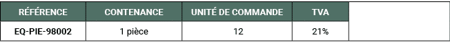 R F RENCE,CONTENANCE,UNIT DE COMMANDE,TVA,,EQ PIE 98002,1 pi ce, 12,21%