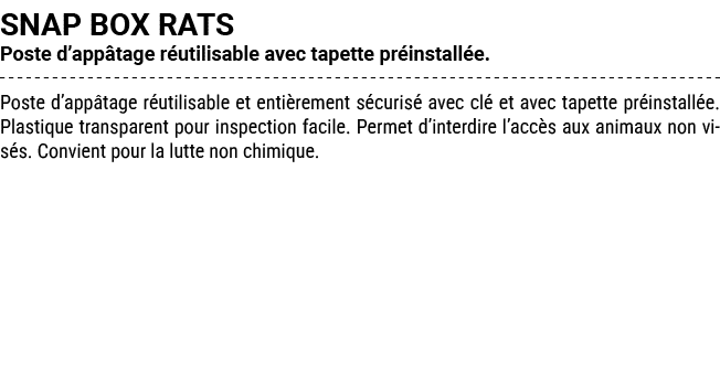 SNAP BOX RATS Poste d’app tage r utilisable avec tapette pr install e. Poste d’app tage r utilisable et enti rement s...