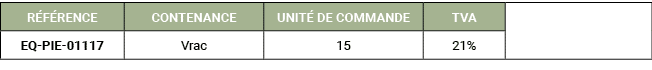 R F RENCE,CONTENANCE,UNIT DE COMMANDE,TVA,,EQ PIE 01117,Vrac,15,21%
