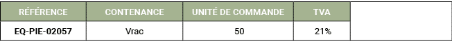 R F RENCE,CONTENANCE,UNIT DE COMMANDE,TVA,,EQ PIE 02057,Vrac, 50, 21%
