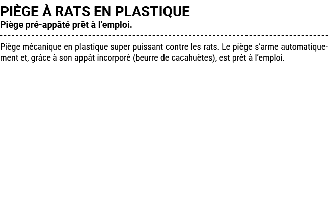 PI GE  RATS EN PLASTIQUE Pi ge pr  app t  pr t   l’emploi. Pi ge m canique en plastique super puissant contre les ra...