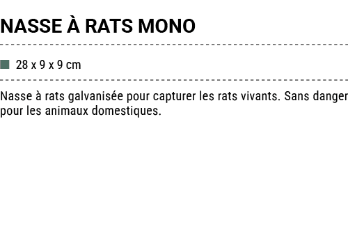 NASSE  RATS MONO ■ 28 x 9 x 9 cm Nasse   rats galvanis e pour capturer les rats vivants. Sans danger pour les animau...