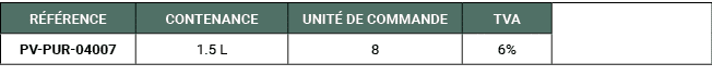 R F RENCE,CONTENANCE,UNIT DE COMMANDE,TVA,,PV PUR 04007,1.5 L,8,6%