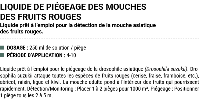 LIQUIDE DE PI GEAGE DES MOUCHES DES FRUITS ROUGES Liquide pr t  l’emploi pour la d tection de la mouche asiatique de...
