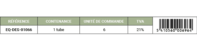 R F RENCE,CONTENANCE,UNIT DE COMMANDE,TVA,￼,EQ DES 01066,1 tube, 6,21%
