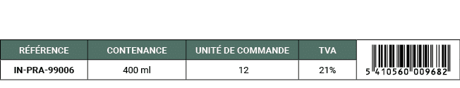 R F RENCE,CONTENANCE,UNIT DE COMMANDE,TVA,￼,IN PRA 99006,400 ml, 12,21%
