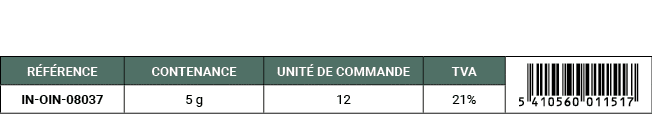 R F RENCE,CONTENANCE,UNIT DE COMMANDE,TVA,￼,IN OIN 08037,5 g,12,21%