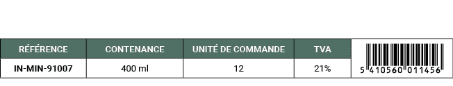 R F RENCE,CONTENANCE,UNIT DE COMMANDE,TVA,￼,IN MIN 91007,400 ml,12,21%