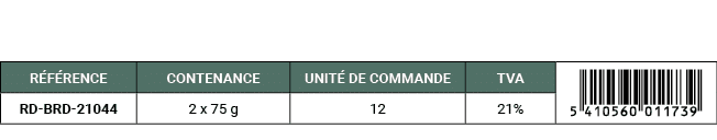 R F RENCE,CONTENANCE,UNIT DE COMMANDE,TVA,￼,RD BRD 21044,2 x 75 g,12,21%