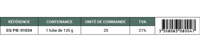 R F RENCE,CONTENANCE,UNIT DE COMMANDE,TVA,￼,EQ PIE 01034,1 tube de 135 g, 25,21%