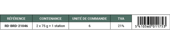 R F RENCE,CONTENANCE,UNIT DE COMMANDE,TVA,￼,RD BRD 21046,2 x 75 g + 1 station,6,21%