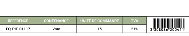 R F RENCE,CONTENANCE,UNIT DE COMMANDE,TVA,￼,EQ PIE 01117,Vrac,15,21%