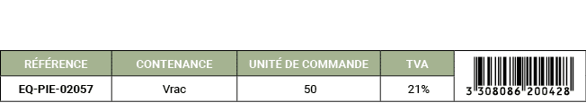 R F RENCE,CONTENANCE,UNIT DE COMMANDE,TVA,￼,EQ PIE 02057,Vrac, 50, 21%