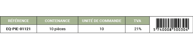 R F RENCE,CONTENANCE,UNIT DE COMMANDE,TVA,￼,EQ PIE 01121,10 pi ces,10, 21%