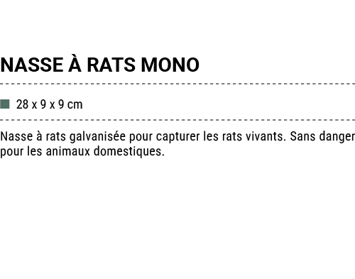 NASSE  RATS MONO ■ 28 x 9 x 9 cm Nasse   rats galvanis e pour capturer les rats vivants. Sans danger pour les animau...