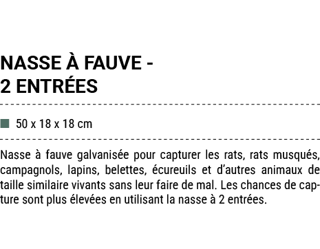 NASSE  FAUVE 2 ENTR ES ■ 50 x 18 x 18 cm Nasse   fauve galvanis e pour capturer les rats, rats musqu s, campagnols, ...