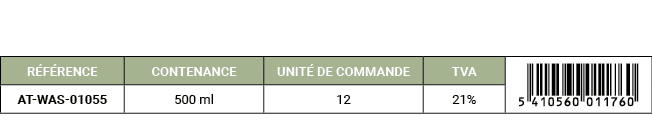 R F RENCE,CONTENANCE,UNIT DE COMMANDE,TVA,￼,AT WAS 01055,500 ml,12,21%