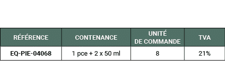R F RENCE,CONTENANCE,UNIT DE COMMANDE,TVA,EQ PIE 04068,1 pce + 2 x 50 ml,8,21%