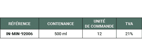 R F RENCE,CONTENANCE,UNIT DE COMMANDE,TVA,IN MIN 92006,500 ml,12,21%