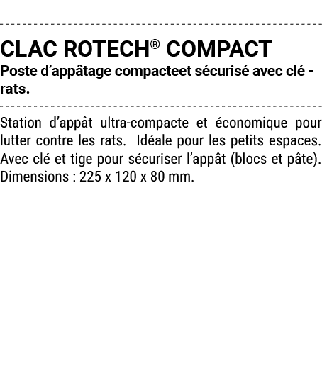 CLAC ROTECH® COMPACT Poste d’app tage compacteet s curis avec cl  rats. Station d’app t ultra compacte et  conomique...