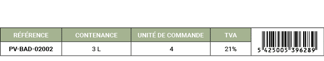 R F RENCE,CONTENANCE,UNIT DE COMMANDE,TVA,￼,PV BAD 02002,3 L, 4,21%