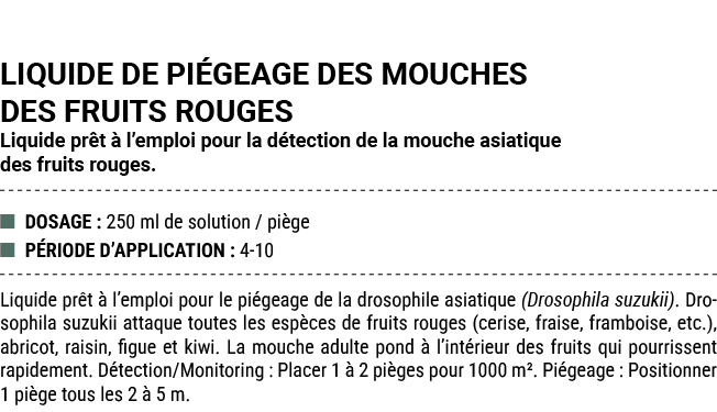 LIQUIDE DE PI GEAGE DES MOUCHES DES FRUITS ROUGES Liquide pr t  l’emploi pour la d tection de la mouche asiatique de...