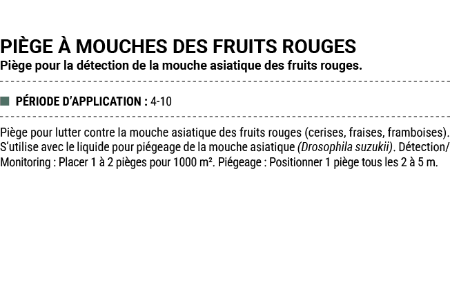 PI GE  MOUCHES DES FRUITS ROUGES Pi ge pour la d tection de la mouche asiatique des fruits rouges. ■ P RIODE D’APPLI...