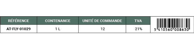 R F RENCE,CONTENANCE,UNIT DE COMMANDE,TVA,￼,AT FLY 01029,1 L, 12, 21%