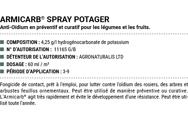 ARMICARB® SPRAY POTAGER Anti O d um en pr ventif et curatif pour les l gumes et les fruits. ■ COMPOSITION : 4,25 g/l ...