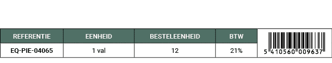 REFERENTIE,EENHEID,BESTELEENHEID,BTW,￼,EQ PIE 04065,1 val,12,21%