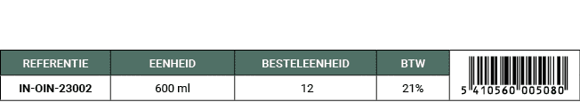 REFERENTIE,EENHEID,BESTELEENHEID,BTW,￼,IN OIN 23002,600 ml, 12,21%