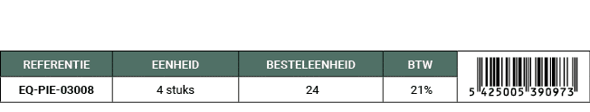 REFERENTIE,EENHEID,BESTELEENHEID,BTW,￼,EQ PIE 03008,4 stuks, 24, 21%